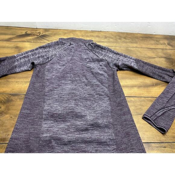 Lululemon Swiftly Wool 1/2 Zip Pullover Womens Size 8 Black Cherry Long Sleeve - Picture 13 of 14